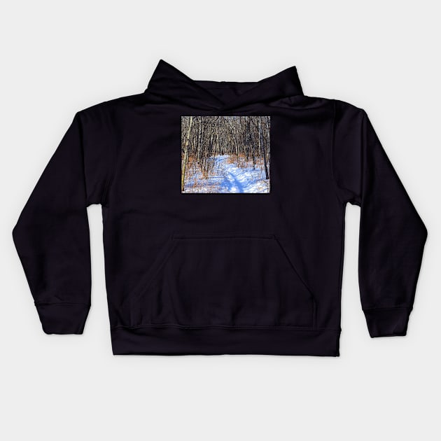 Deer trail through the bush Kids Hoodie by CanadianWild418